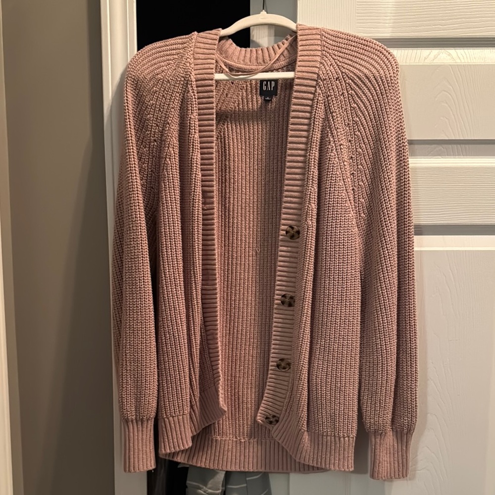 GAP Pink Chunky Knit Cardigan Sweater